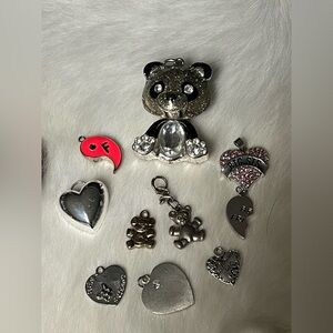 Silver tone bear and. Heart charms